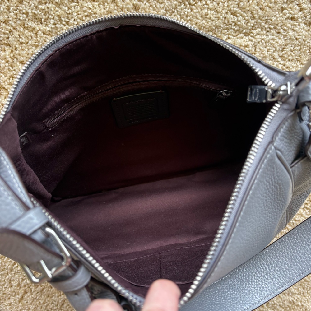 Coach Rori Gray Pebbled Leather Hobo Shoulder Bag - Picture 7 of 16